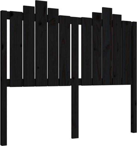 vidaXL Hoofdbord 126x6x110 cm massief grenenhout zwart
