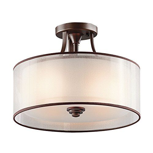 Kichler Elstead Lacey - 3-lichts semi-inbouw plafondlamp - Mission Bronze - E27