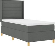 vidaXL Boxspringbed met matras, donkergrijs, 90 x 200 cm, stof