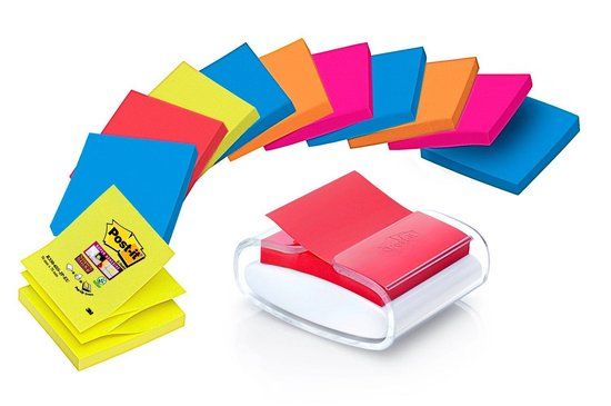 Post-it Super Sticky Z-notes dispenser Pro Color wit + 12 blokken 76 x 76 mm