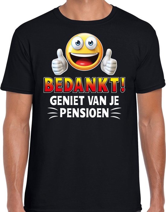 Bellatio Decorations Funny emoticon t-shirt bedankt geniet van je pensioen zwart voor L