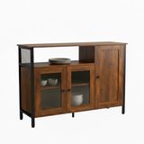 Merkloos Buffetkast - 75 x 110 x 33 cm - donkerbruin-zwart