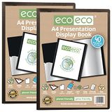eco-eco A4 formaat 50% gerecycled 40 vakken zwart presentatie display boek, opbergkoffer portfolio kunstmap met plastic hoezen (pak van 2), eco004x2