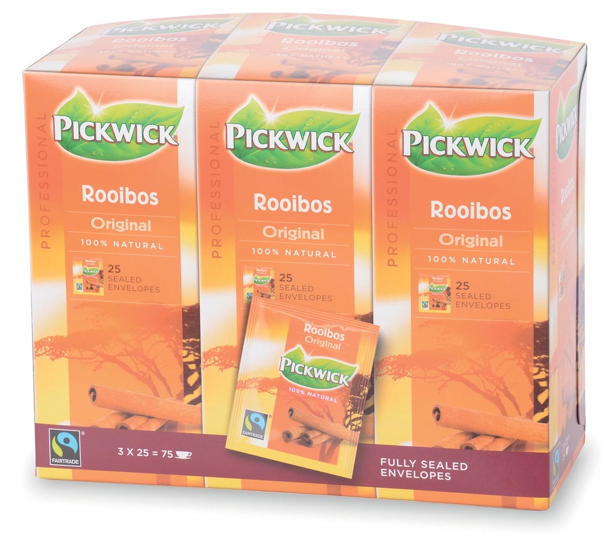 Pickwick thee rooibos fairtrade pak van 25 zakjes