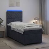 vidaXL Boxspringbed met matras Donkergrijs 100 x 200 cm Fluweel