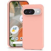 Google Pixel 9 et 9 Pro 5G Coque Housse Étui Silicone Gel Fine + Verre Trempé - Rose