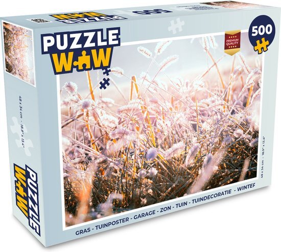 MuchoWow Puzzel Gras - Zon - Winter - Sneeuw - Legpuzzel - Puzzel 500 stukjes - Sinterklaas cadeautjes - Sinterklaas voor grote kinderen