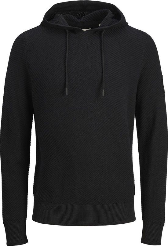 JACK&JONES JCOCLASSIC TWILL KNIT HOOD Heren Trui - Zwart - Maat M