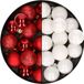 Kaemingk B.V. 28x pièces petites boules de Noël en plastique blanc et rouge 3 cm
