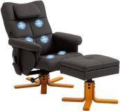 Homcom Fauteuil de massage et de relaxation avec repose-pieds - Revêtement synthétique - 78x86x93cm - Marron