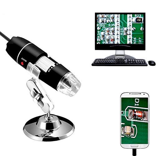 Jiusion 40-1000x Vergroting Endoscoop, 8 LED USB 2.0 Digitale Microscoop, Mini-camera met OTG-adapter en Metalen Standfunctie, Compatibel met Mac Windows 7 8 10 11 Android Linux Chrome