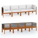 vidaXL banc de jardin 4 places avec coussins, acacia & corde