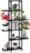 Merkloos Relaxdays plantenstandaard binnen - 6 etages - 150x78x 24 cm - staal - mdf - zwart