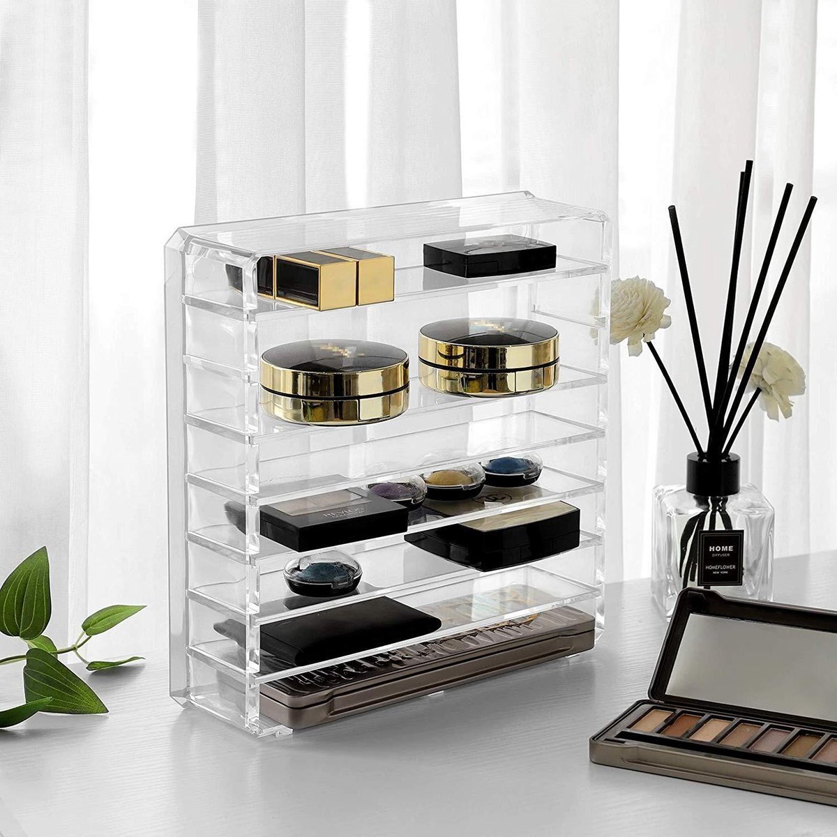 Nancy's Make Up Organizer - 7 Verstelbare planken - Transparant - 23,5 x 24,5 x 7 cm