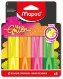 Maped Office Maped Glitter markeerstift set à 4 fluoriserende kleuren | 12 stuks