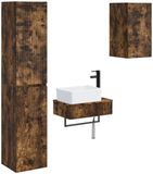vidaXL Badkamermeubelset 3 st Gerookt eiken 33 x 34,5 x 160 cm