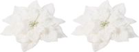 Cosy & Trendy Kerstboomversiering - 6x - witte besneeuwde bloem - 15 cm - op clip
