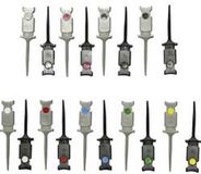 VOLTCRAFT Mini-klemtestsondes Steekaansluiting 0.64 mm CAT I Zwart, Rood, Bruin, Groen, Geel, Violet, Blauw, Wit, Grijs