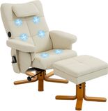 Merkloos / Sans marque HOMCOM Massage Relaxfauteuil met Voetenbank - Synthetische Bekleding - 78x86x93cm - Crème