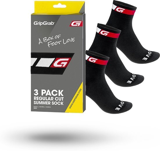 GripGrab 3PACK Classic Regular Cut Fietssokken - Maat L - Zwart