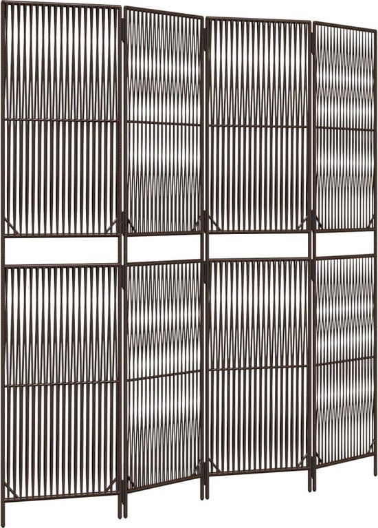 vidaXL Kamerscherm - 4 panelen - Poly Rattan - Bruin