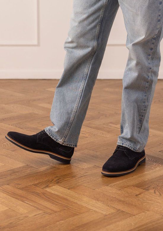 No Stress Heren Donkerblauwe suède veterschoenen Maat 40