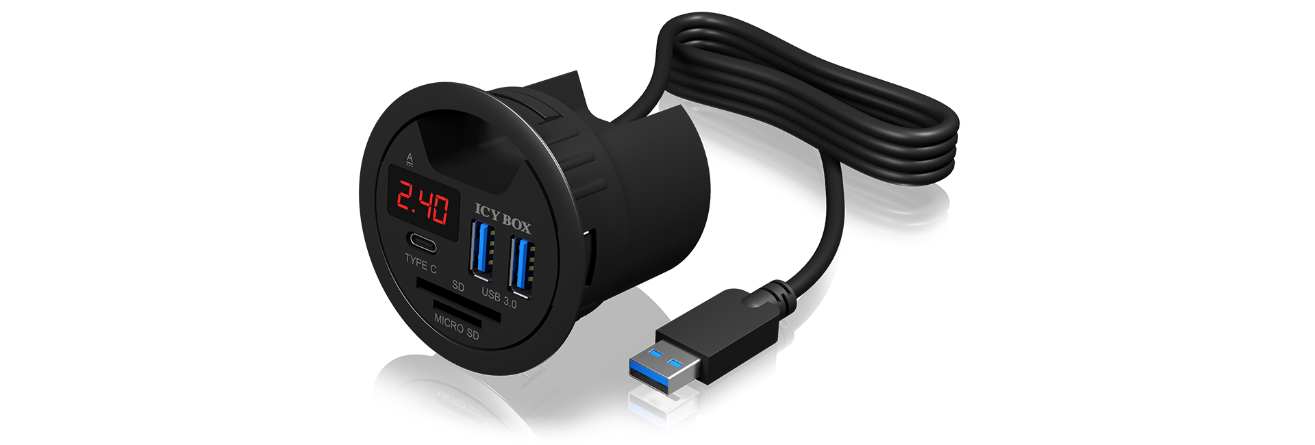 ICY BOX IB-HUB1404 - USB Hub - Zwart