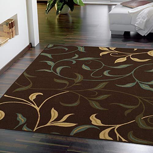 Ottomanson Ottohome-collectie tapijt met rubberen achterkant en modern bladerdesign, 100 cm x 150 cm, bruin
