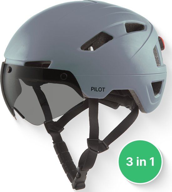 GOOFF® PILOT 3 in 1 Snorscooterhelm - Matgrijs - XL