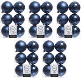 Merkloos Decoris Kerstballen - 30x st - donkerblauw - D8 cm - kunststof - mat/glans - kerstversiering