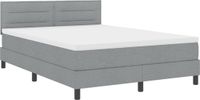 vidaXL Boxspring Bed met Kussen Lichtgrijs Stof 140 x 190 cm