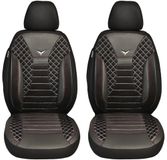 BREMER SITZBEZÜGE Autostoelhoezen compatibel met Mercedes Vito V klasse W447, bestuurder en passagiersset vanaf 2014, autohoes, velours, kunstleer, set van 2 stuks, in zwart/witte naad