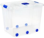 PLASTICFORTE Opslagbox - 86L - Transparant - Met deksel en wielen