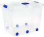 PLASTICFORTE Opslagbox - 86L - Transparant - Met deksel en wielen