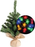 Mini sapin de Noël - 35 cm - incl. guirlande lumineuse thème espace 165 cm - plastique