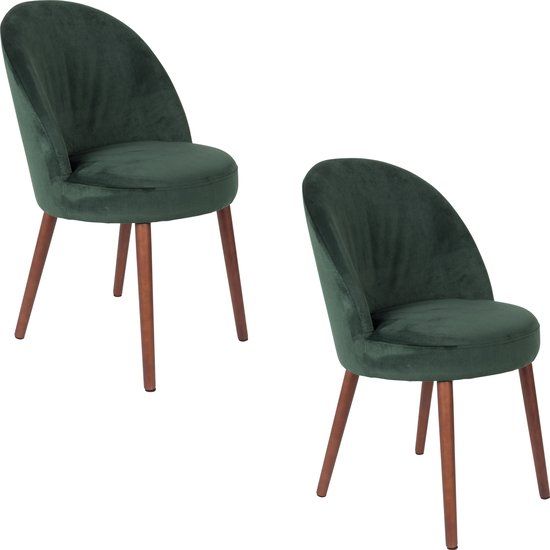 Dutchbone Barbara Eetkamerstoelen Groen - Set van 2
