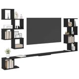 vidaXL Wandgemonteerd TV Rek Zwart eiken 180 x 15 x 94 cm Bewerkt hout