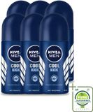 Nivea 6 x Cool Kick Déodorant Roll-on pour Homme - 48 Heures - 50 ml