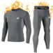 MEETWEE Thermische ondergoedset voor heren, winter, lange mouwen, basislaag, sneldrogende lange onderbroek compressiepak voor training, skiën hardlopen wandelen, Grijs, XXL