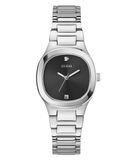 Guess Eve Kwarts Analoog Horloge Zilverkleur Kast Gemaakt Van 100% Roestvrij Staal En Een Bandje Van 100% Roestvrij Staal 32 GW0615L1, GW0615L2