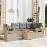 Prolenta Maison Exclusive - Tuinset voor de tuin, bestaande uit 6 delen, met kussens, in een mix van beige kleur, gemaakt van polyrotan