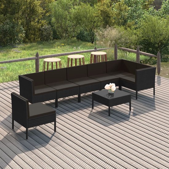 The Living Store Loungeset Tuinmeubelset - 57x69x69 cm - Zwart