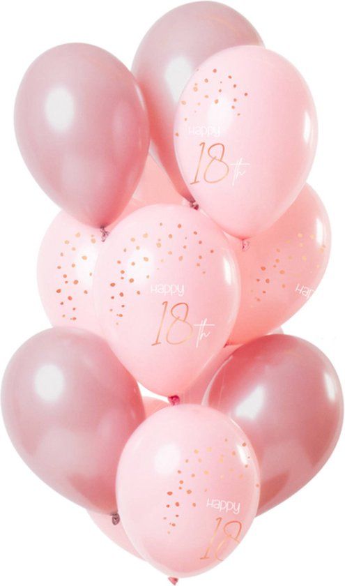 Folat Ballonnen Elegant Lush Blush 18 jaar 30 cm - 12 stuks