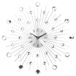 Grande horloge mural décoratif, 50 cm - Silencieux - Argenté, design diamant