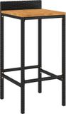 vidaXL 5-delige Tuinbarset Poly Rattan en Massief Acaciahout Zwart