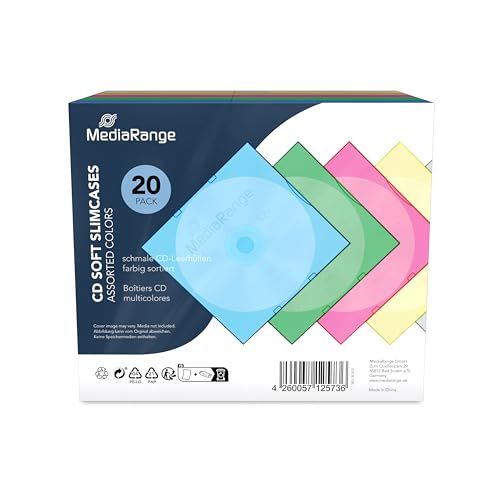 MediaRange CD-lege behuizing, smal, voor 1 disc, 5 mm, op kleur gesorteerd, 20 stuks