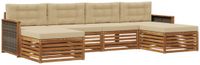 vidaXL - Bank loungeset - 4 zitplekken - Massief Acacia Hout - Natuurlijk en beige