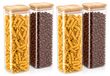 Arendo Pots de stockage avec couvercle en bambou, 4 pièces, 2250 ml