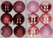 Billiet - Vanlaere 12x stuks boules de Noël en plastique mélange aubergine et rose 8 cm