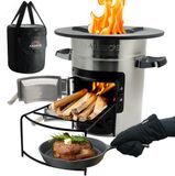 AREBOS Rocket Stove - Camping Kachel - Gietijzer - Zilver
